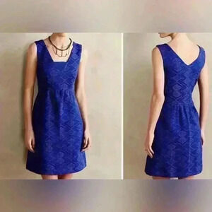 NWT Maeve Anthropologie Jacquard Dress Indigo‎ Blue Purple NEW Size 2 $168